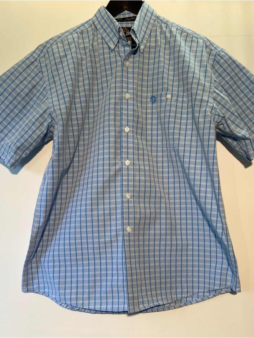 George Strait Collection by Wrangler Blue Plaid Short-Sleeve Button-Down Shirt